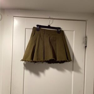 Ultra Flirt Olive Green Frayed Hem Skort